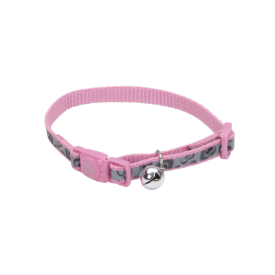 Lazer Brite Reflective Adjustable Breakaway Cat Collar, Pink New Hearts, 3/8-in