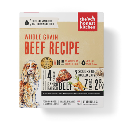 The Honest Kitchen Whole Grain Beef Recipe Dehydrated Dog Food, 4-lb box
