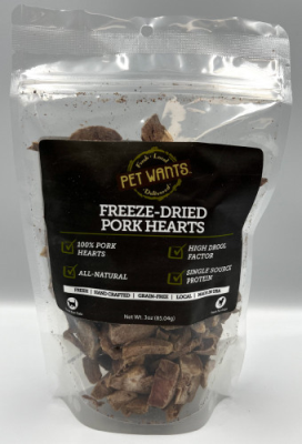 Pet Wants Freeze-Dried Pork Hearts 3oz
