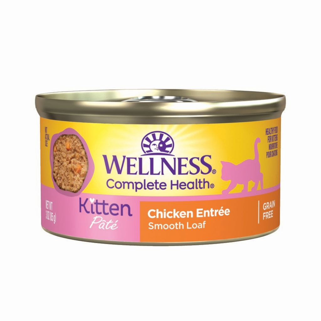Wellness Complete Health Pate Kitten Chicken Wet Cat Food Can, 3-oz