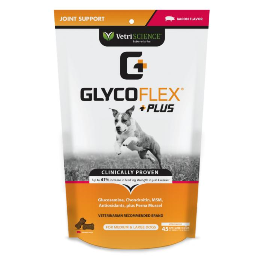 VetriScience GlycoFlex Plus Joint Support Bacon Flavor Chews Dog Supplement, 45-count