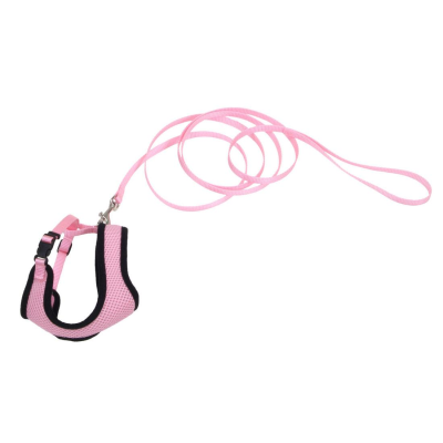 Coastal Comfort Soft Adjustable Cat Harness & Leash, Pink Bright, 3/8-in x 14-16-in