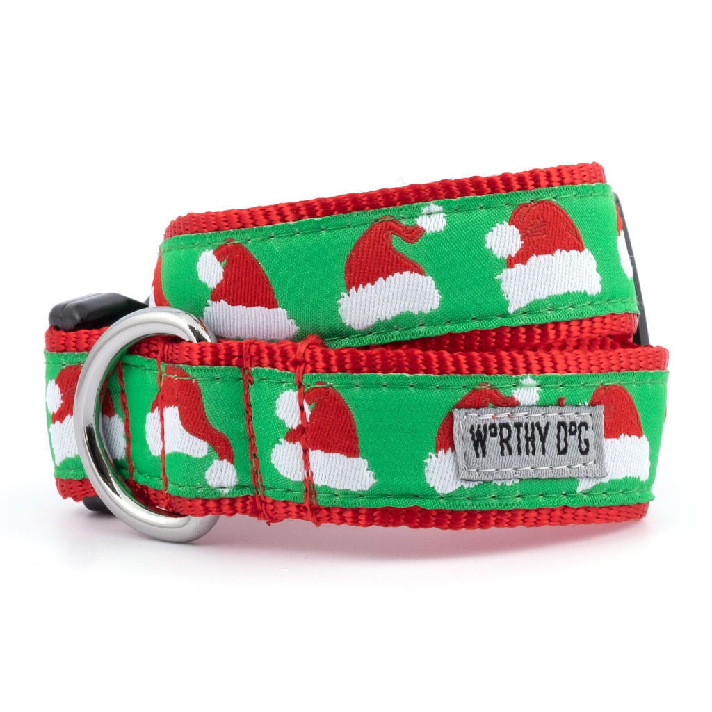 The Worthy Dog Santa Hats Dog Collar, Green, Small