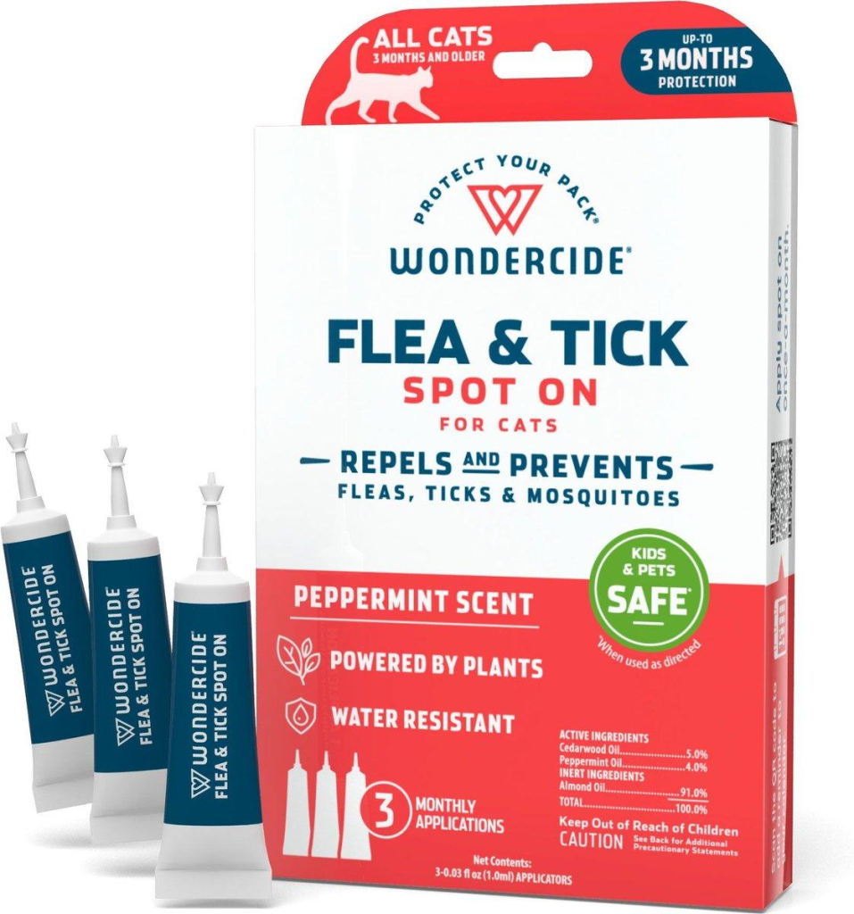Wondercide Flea & Tick Spot On Peppermint Scent for Cats, 3-dose