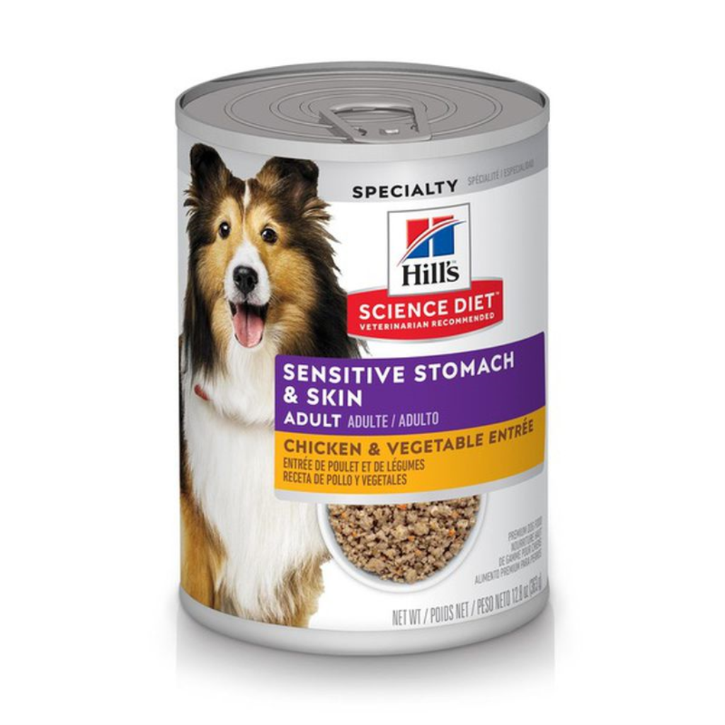 Hill's Science Diet Adult Sensitive Stomach & Skin Grain-Free chicken & Vegetable Entree Wet Dog Food, 12.8-oz