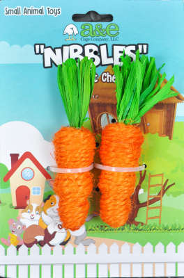 A&E Cage Company Nibbles Loofah Carrots Small Animal Toy, 2-pk