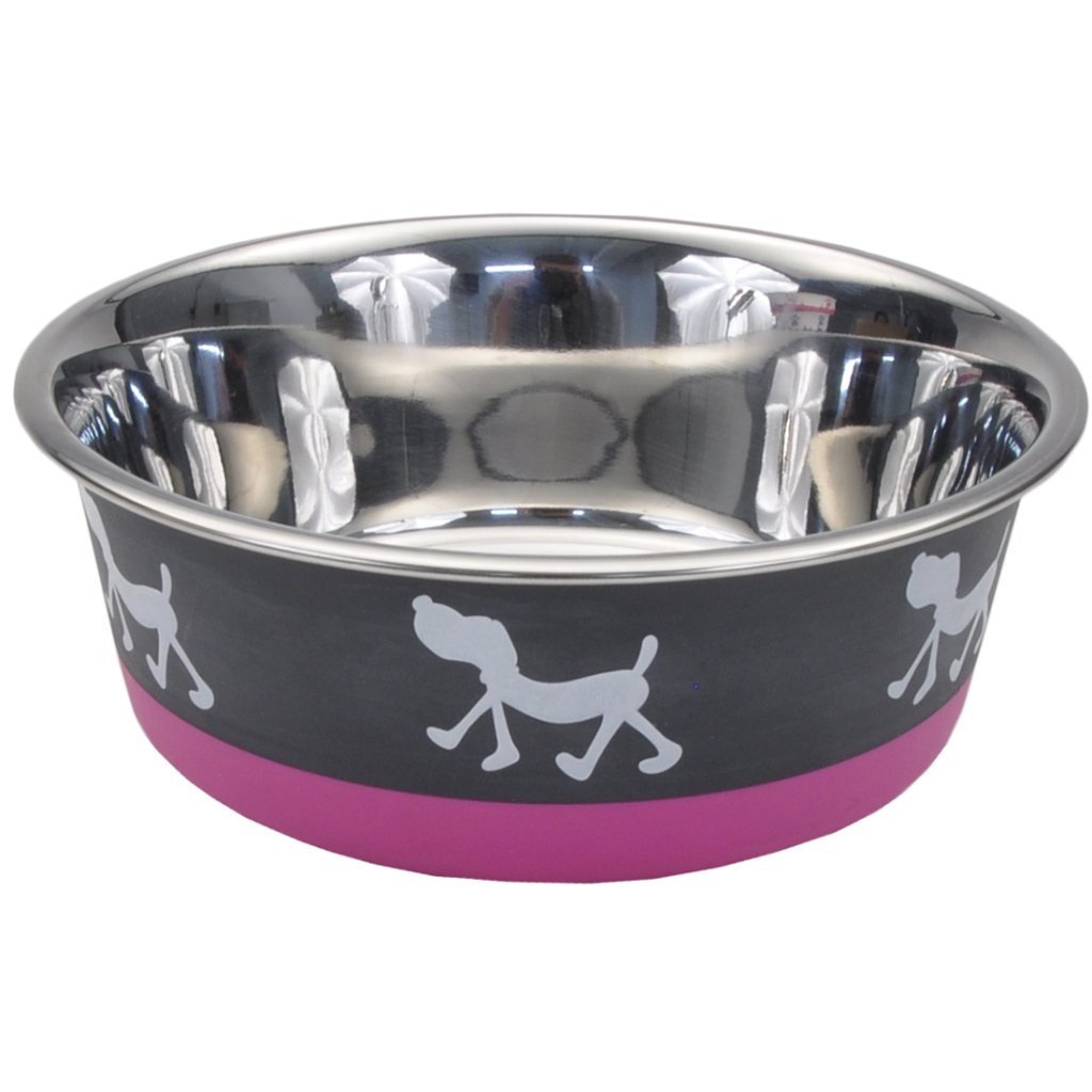 Coastal Maslow Non-Skid Pup Design Dog Bowl, Pink/Grey, 13-oz