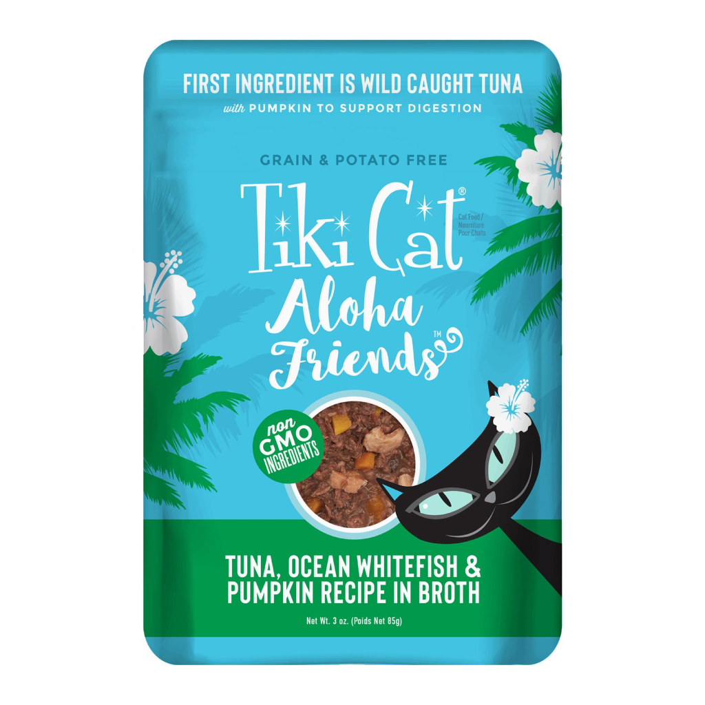 Tiki Cat Aloha Friends Tuna with Ocean Whitefish & Pumpkin Wet Cat Food, 3-oz pouch