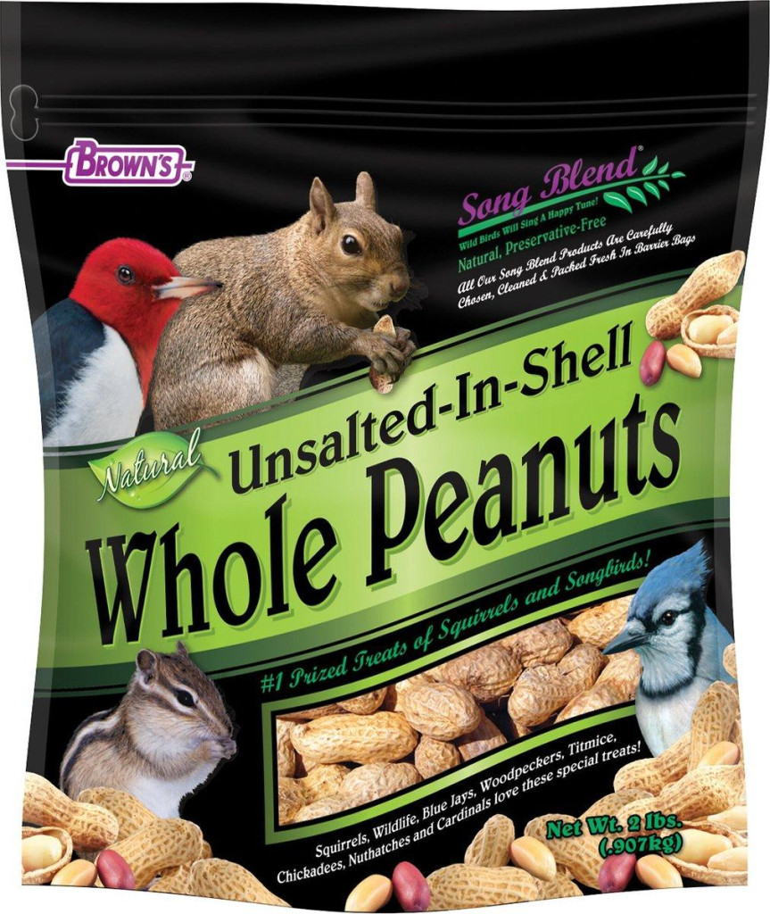Brown's Song Blend Unsalted-In-Shell Whole Peanuts Wild Bird Food, 2-lb
