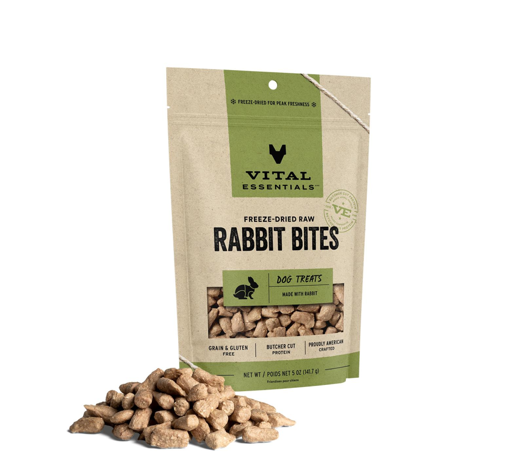Vital Essentials Rabbit Bites Freeze-Dried Raw Dog Treats, 5-oz