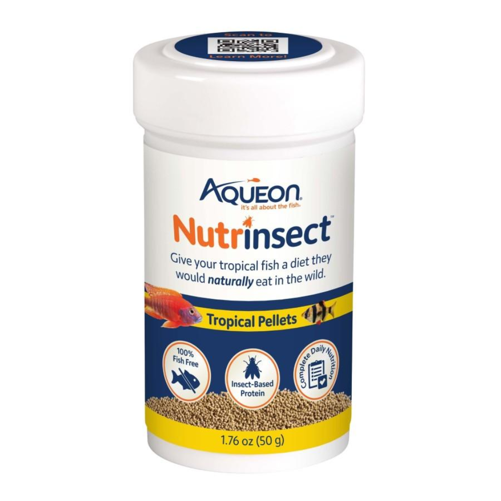 Aqueon Nutrinsect Fish-Free Tropical Pellets Fish Food, 1.76-oz