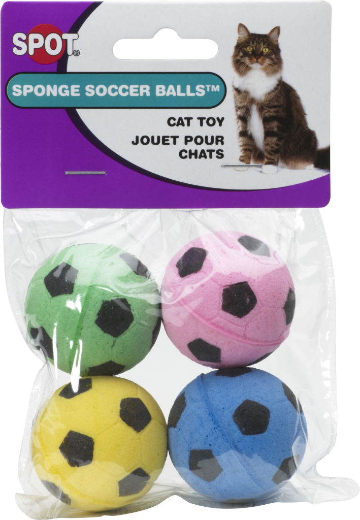Ethical Pet Spot Sponge Soccer Balls Cat Toy, 4-pk