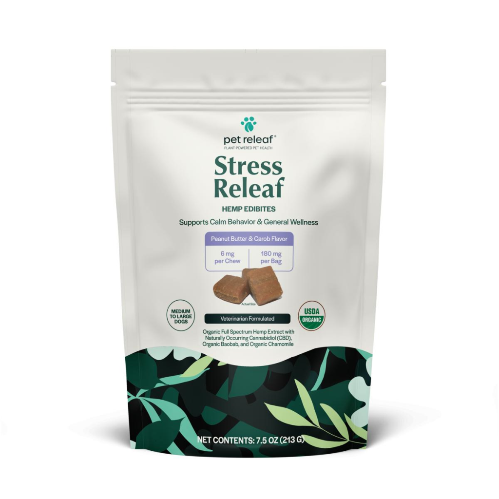 Pet Releaf Stress Med to Large Dogs Peanut Butter & Carob Hemp Edibites 7.5oz