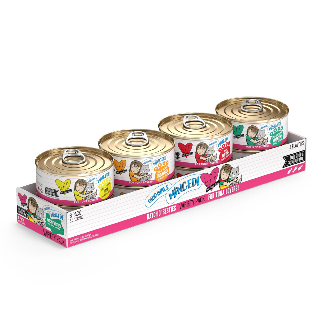 BFF MINCED Batch O' Besties Variety Pack Wet Cat Food Can, 5.5-oz, 8-pk