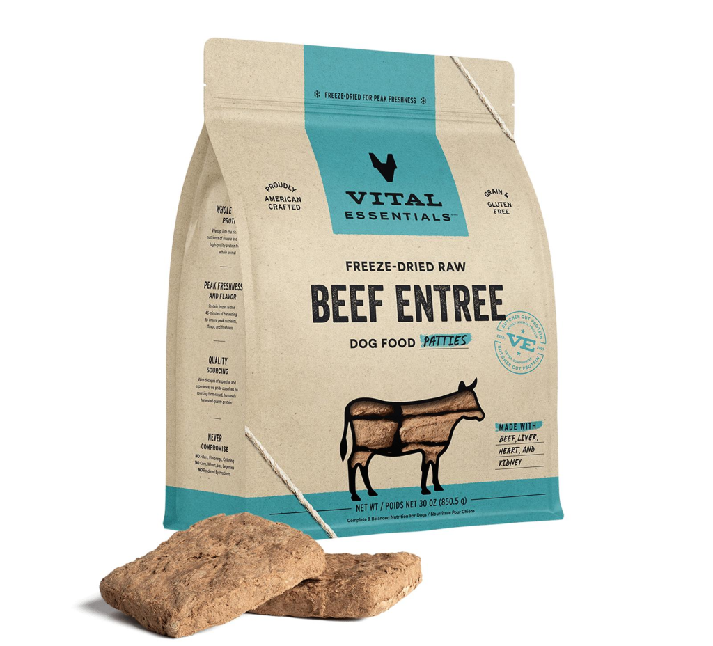 Vital Essentials Beef Entree Patties Freeze-Dried Raw Dog Food, 30-oz