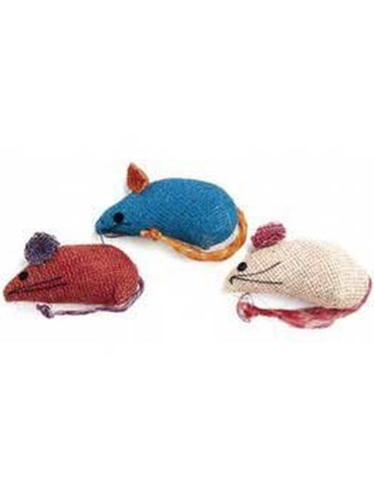 Ethical Pet Spot Colored Burlap Mice Catnip Cat Toy, 3-pk