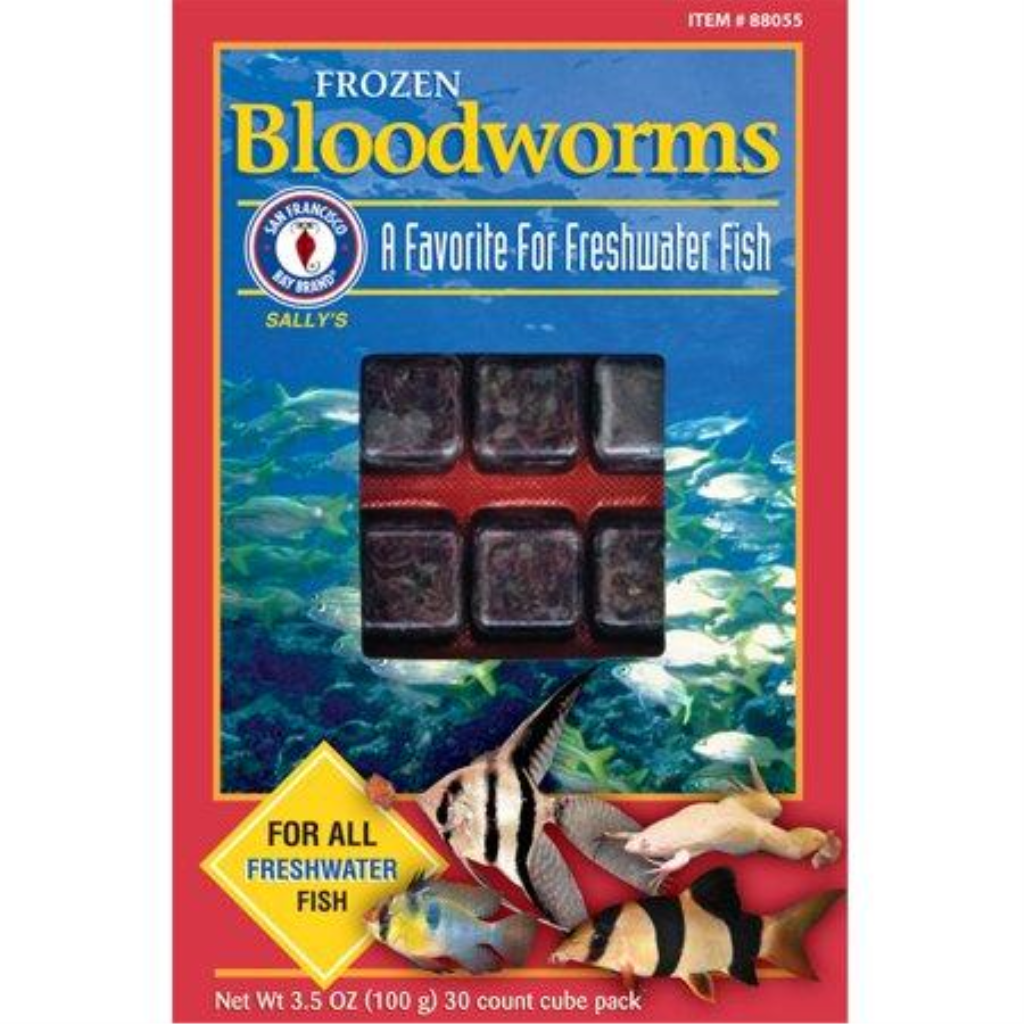 San Francisco Bay Brand Bloodworms Cube Frozen Fish Food, 3.5-oz