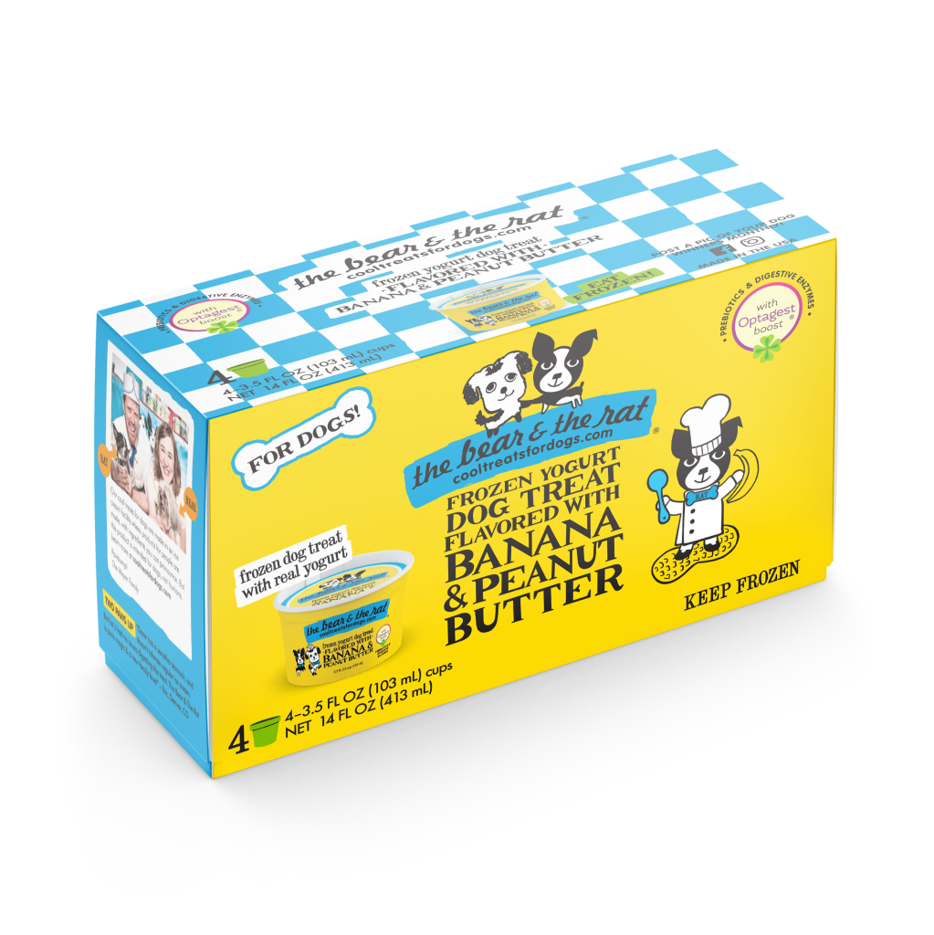 The Bear & The Rat Banana & Peanut Butter Frozen Yogurt Dog Treats, 3.5-oz, 4-pack