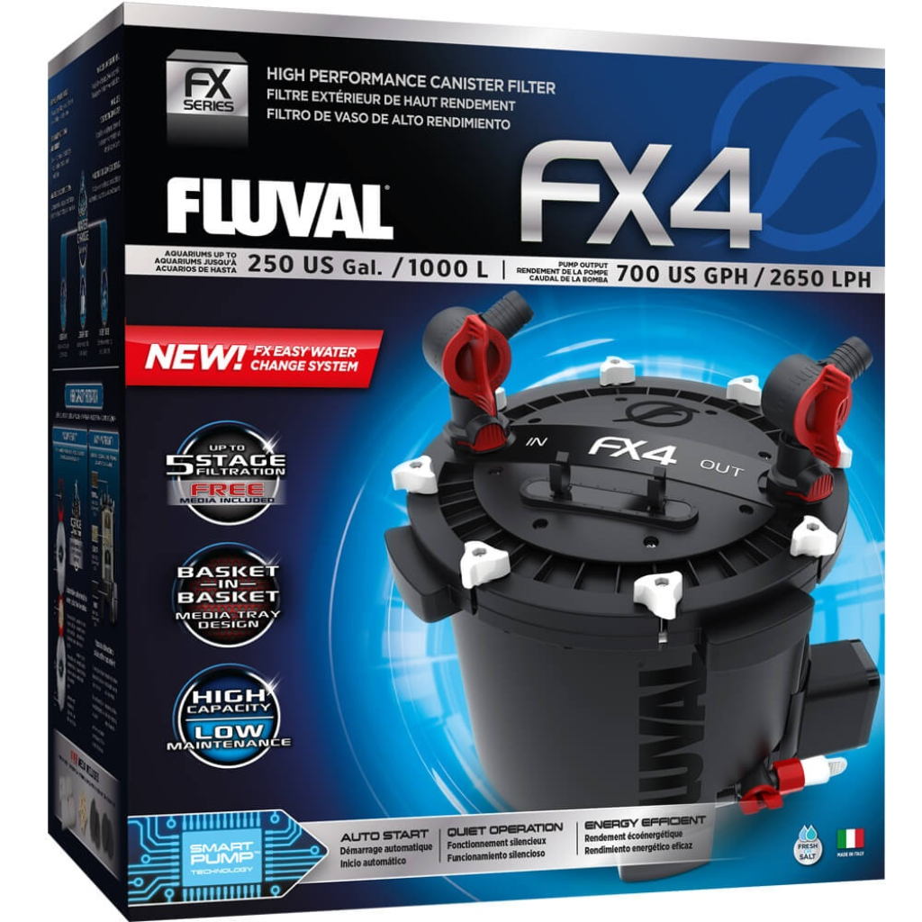 Fluval FX4 High Performance Canister Filter for Aquariums up to 250 Gal.