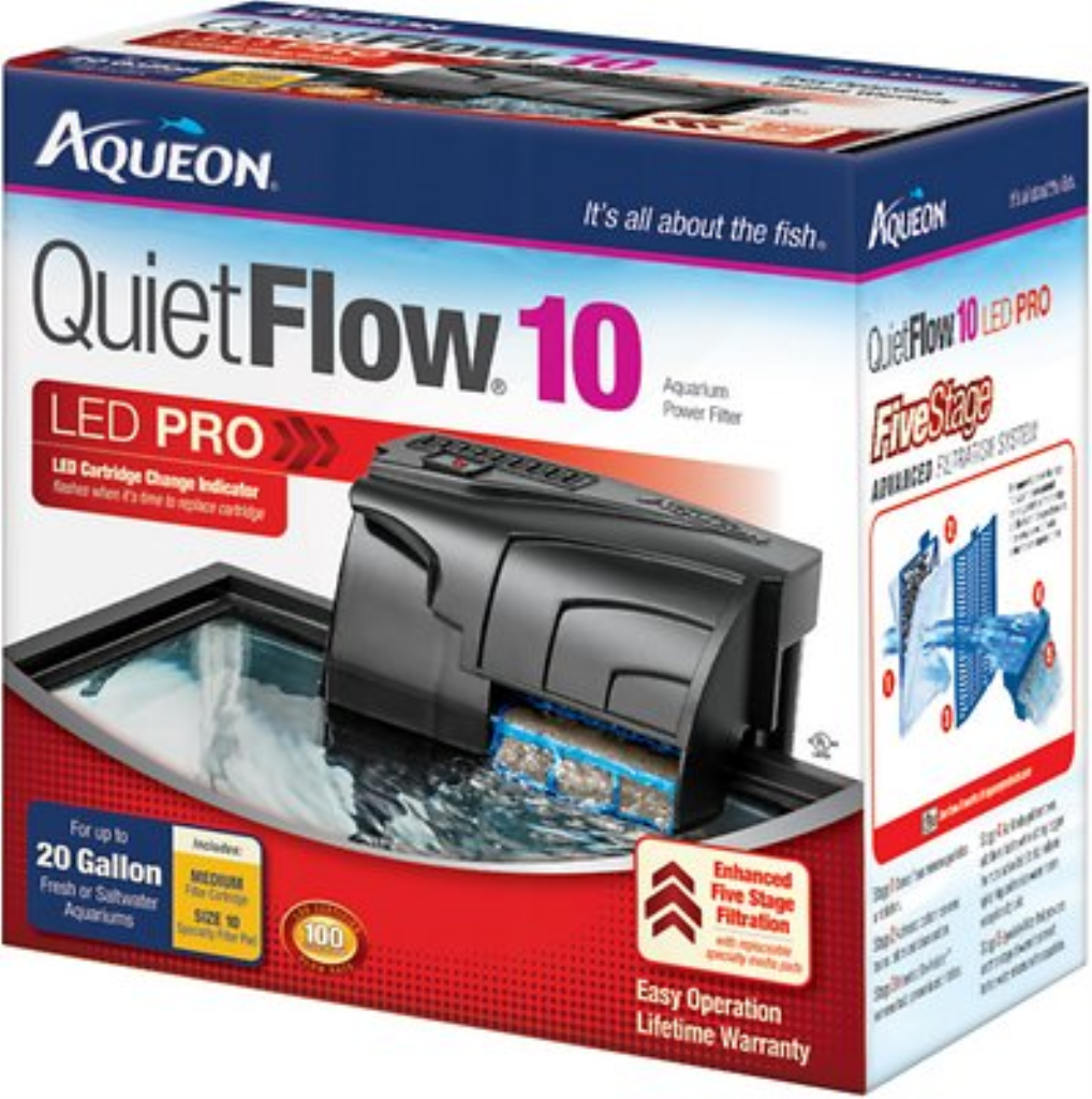 Aqueon QuietFlow Fresh & Saltwater Aquarium Filter, Size 10