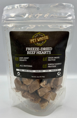 Pet Wants Freeze-Dried Beef Hearts 3oz
