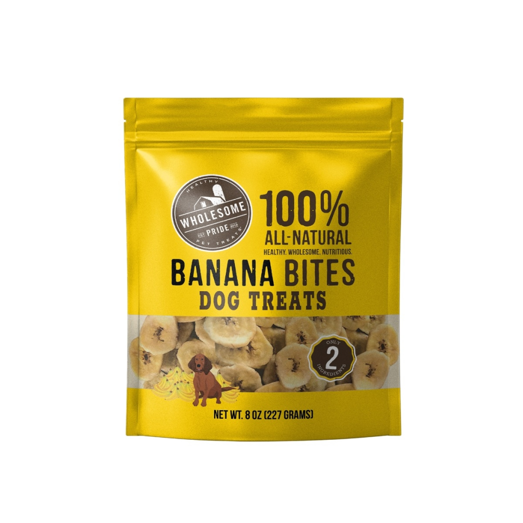 Wholesome Pride Banana Bites Dog Treats, 8-oz