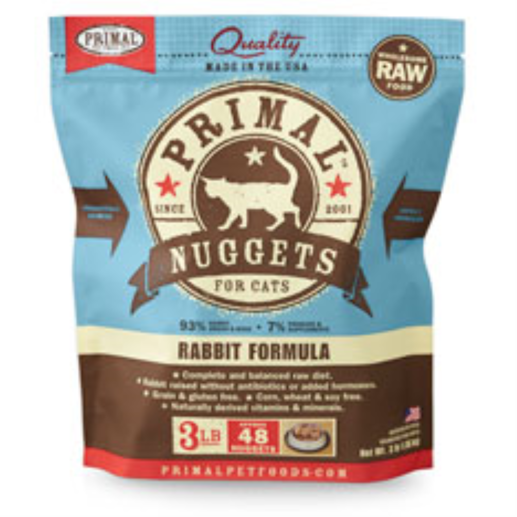 Primal Raw Frozen Nuggets Rabbit Formula Raw Cat Food, 3-lb