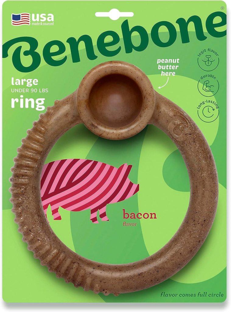 Benebone Ring Bacon Flavor Dog Toy, Large