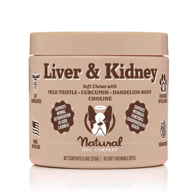 Natural Dog Company Liver & Kidney Soft Chews Dog Supplement, 9.5-oz