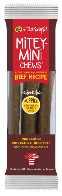 Etta Says! Mitey Mini Chews Beef Dog Treats, 3-count