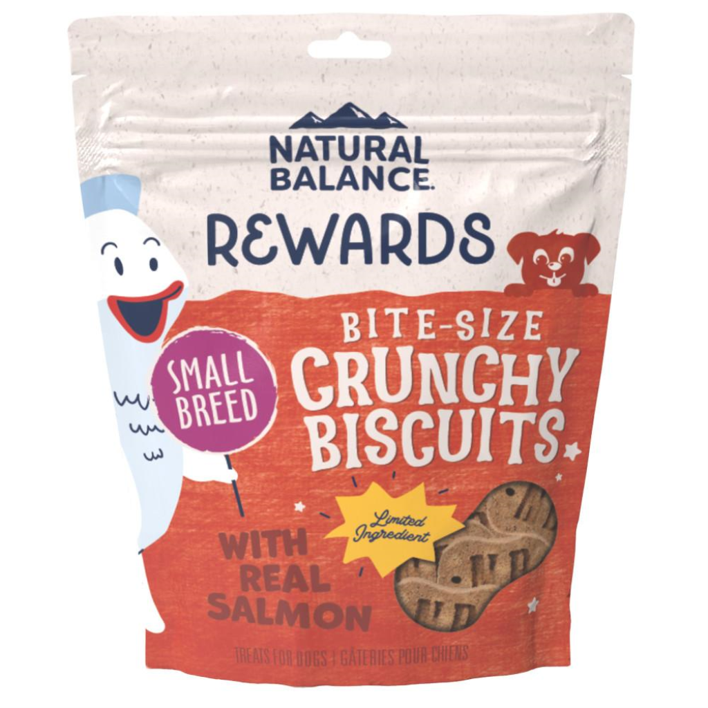 Natural Balance Rewards Crunchy Biscuits Bite-Size with Real Salmon Small Breed Dog Treats, 8-oz