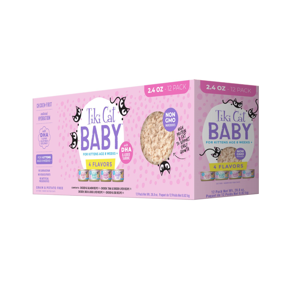 Tiki Cat Baby Shreds Variety Pack Kitten Wet Cat Food Can, 2.4-oz, 12-pk