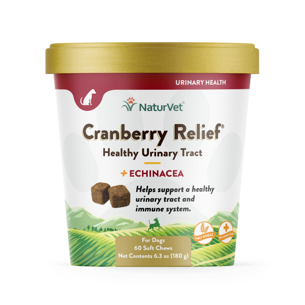 NaturVet Cranberry Relief Healthy Urinary Tract Plus Echinacea Soft Chews Dog Supplement, 60-count