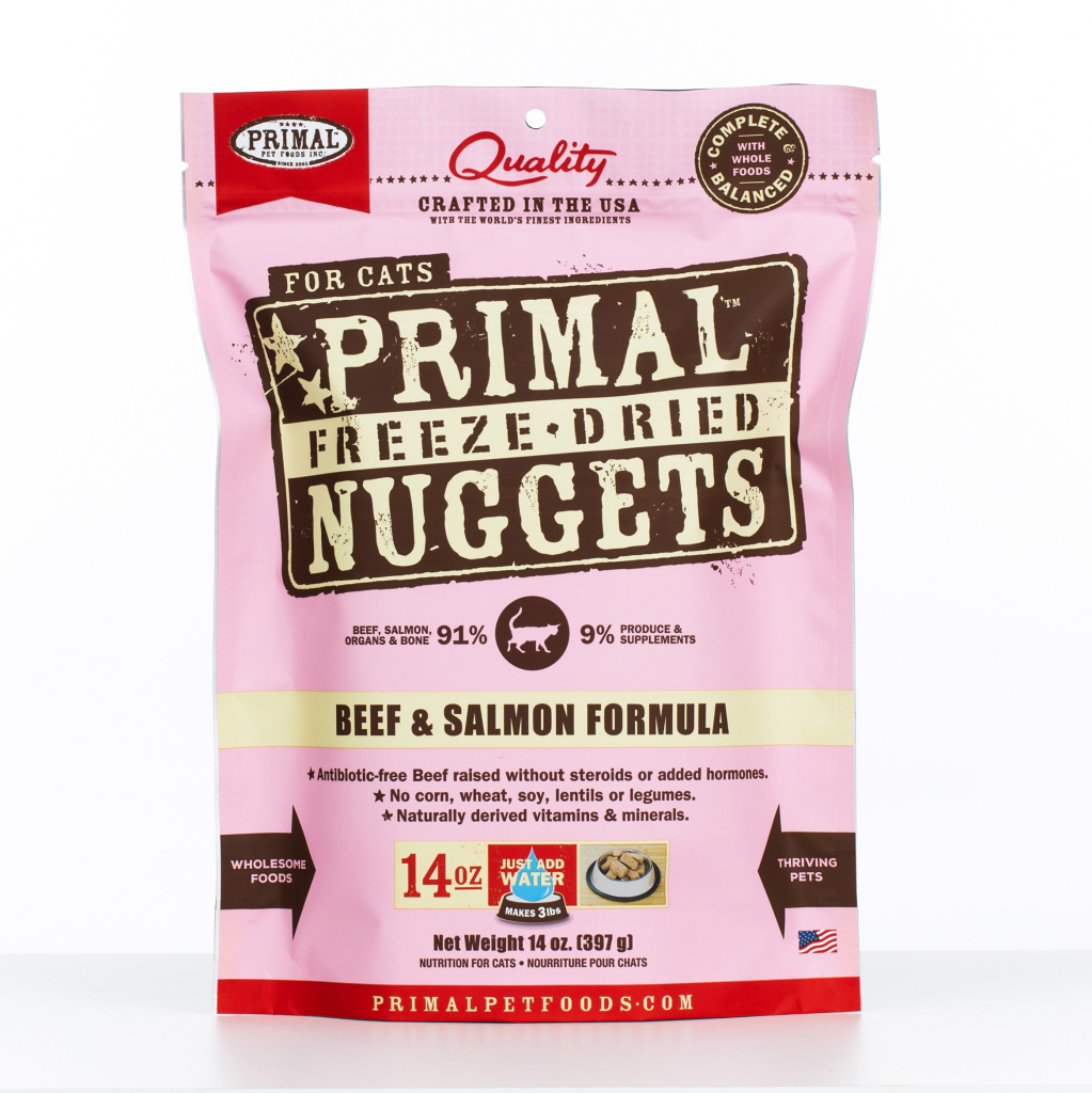 Primal Raw Freeze-Dried Nuggets Beef & Salmon Formula Cat Food, 14-oz