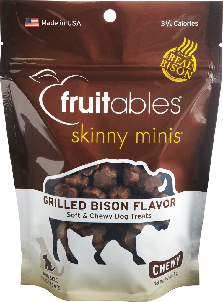 Fruitables Skinny Minis Grilled Bison Flavor Soft & Chewy Dog Treats, 5-oz