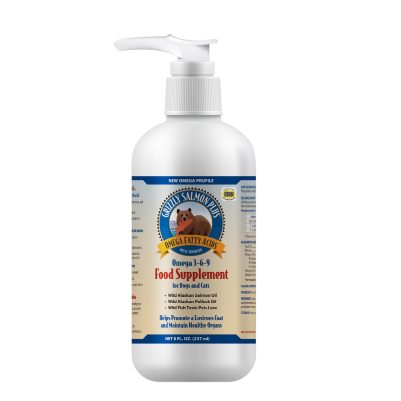 Grizzly Salmon Plus Food Supplement for Dogs & Cats, 8-oz bottle
