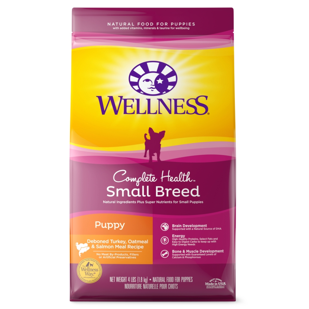 Wellness Complete Health Small Breed Puppy Turkey, Oatmeal & Salmon Dry Dog Food, 4-lb