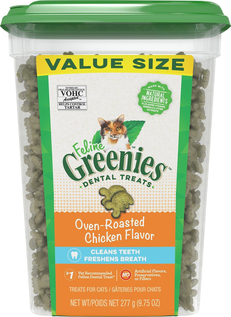 Feline Greenies Dental Treats Oven Roasted Chicken Flavor Cat Treats, 9.75-oz