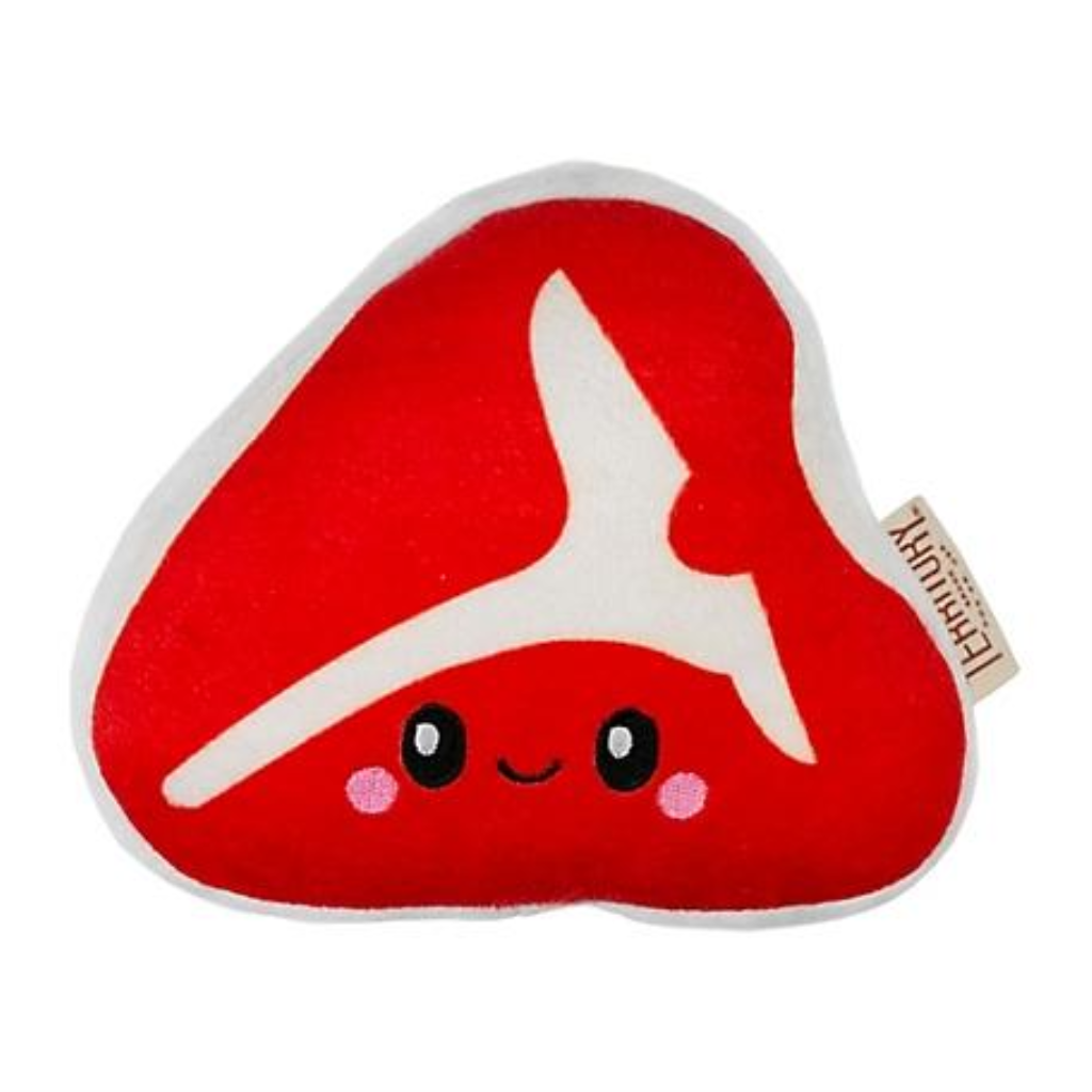 Original Territory Steak with Squeaker Plush Dog Toy, Red, 6-in