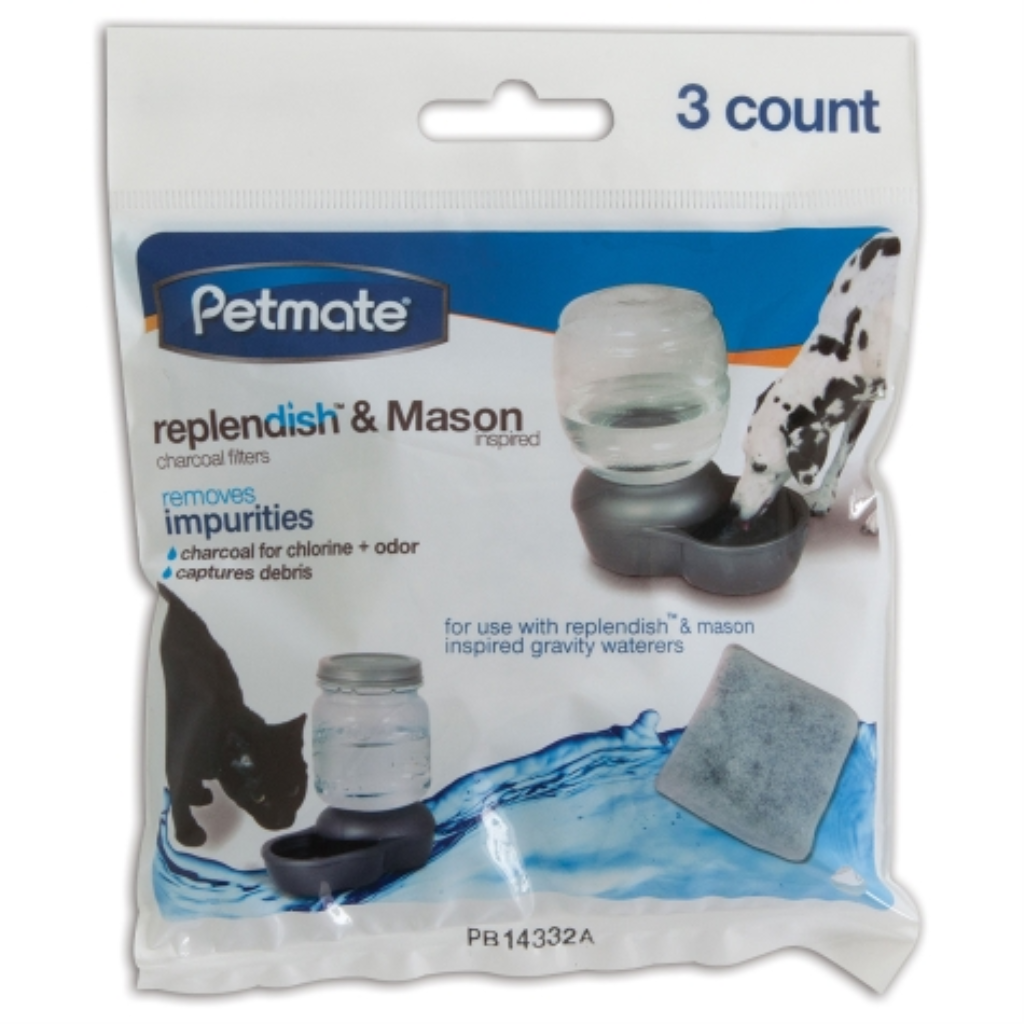 Petmate Replendish Charcoal Replacement Filters, 3-pack