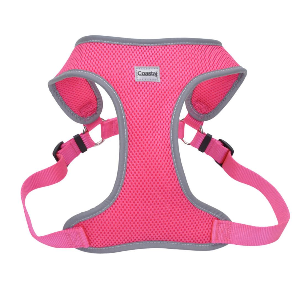 Coastal Comfort Soft Reflective Wrap Adjustable Dog Harness, Neon Pink, 1-in x 28-36-in