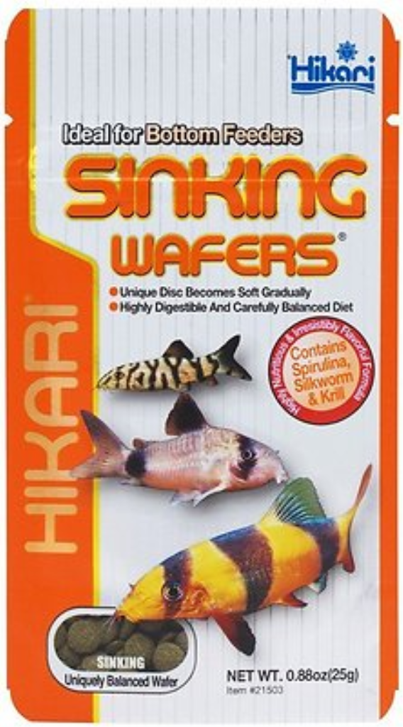 Hikari Sinking Wafers Bottom Feeders Fish Food, 0.88-oz pouch