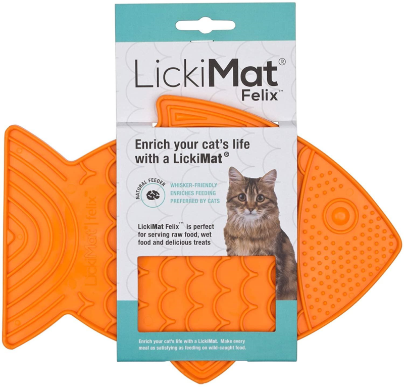 LickiMat Felix Cat Slow Feeder Mat, Orange