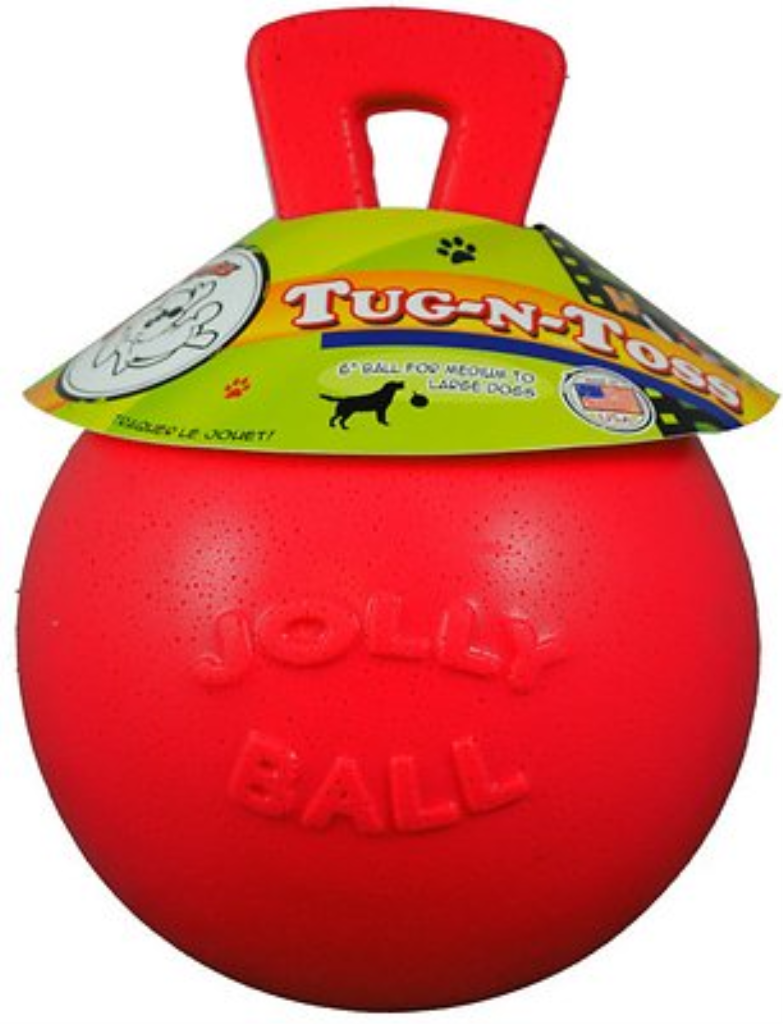Jolly Pets Tug-n-Toss Dog Toy, Red, 6-in