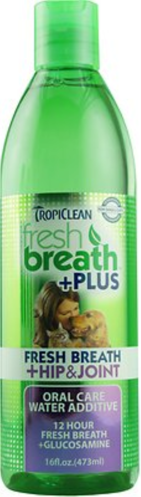 Tropiclean Fresh Breath Water Additive + Plus Hip & Joint Dog & Cat Supplement, 16-oz bottle