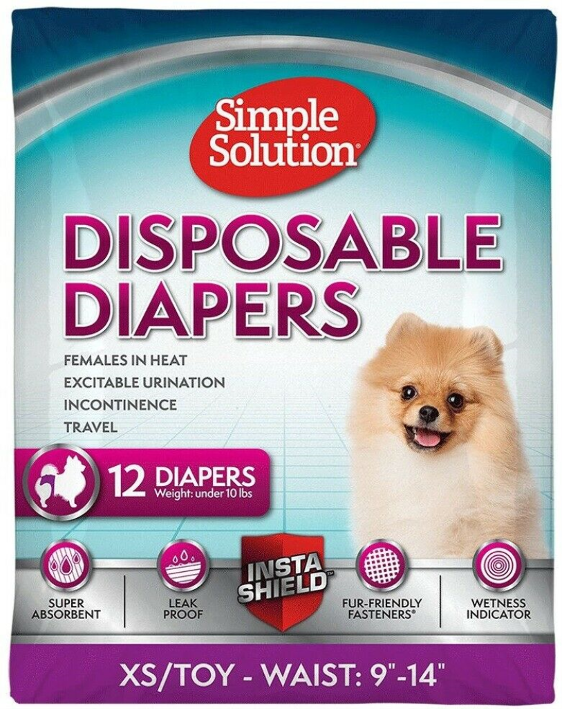 Simple Solution 12 Disposable Diapers, X-Small, Toy Breed