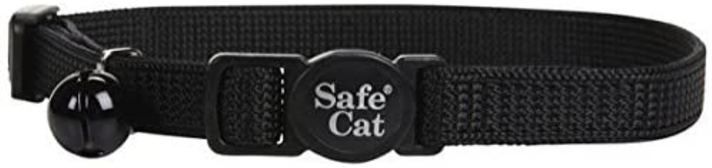 Safe Cat Adjustable Nylon Breakaway Cat Collar, Black, 12-in
