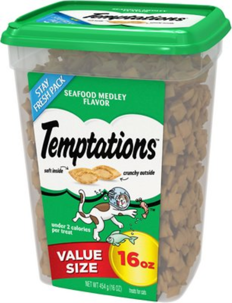 Temptations Seafood Medley Flavor Cat Treats, 16-oz tub