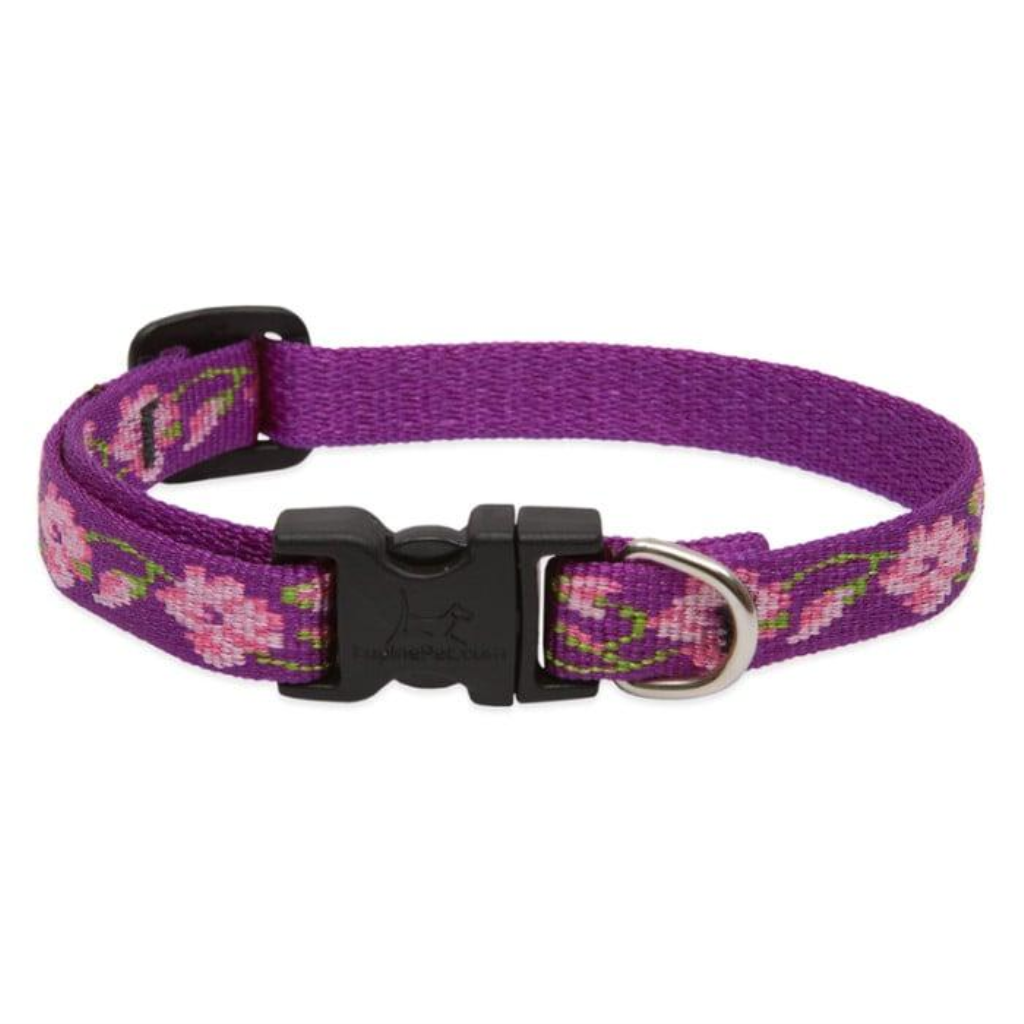Lupine Pet Original Designs Adjustable Dog Collar, Rose Garden, 1/2-in x 10-16-in