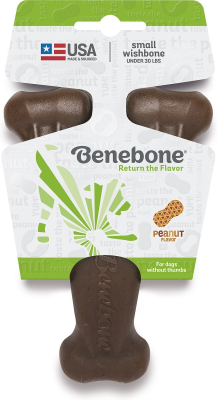 Benebone Peanut Butter Flavored Wishbone Dog Chew Toy, Small